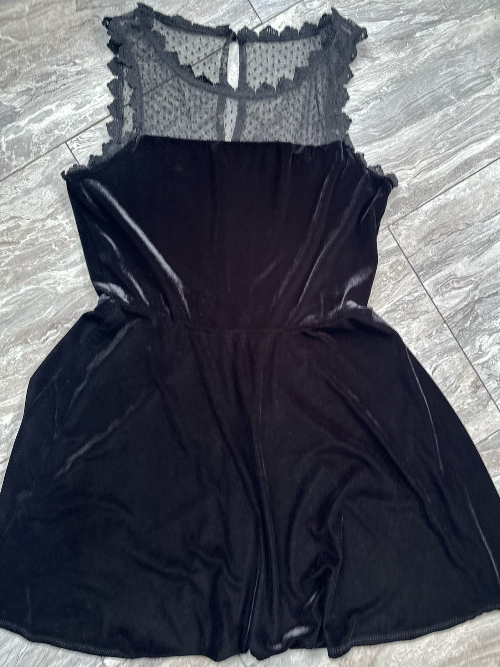 Lily Rose Women’s L Black Velvet Dress Sheer Lace Mesh Fit Flare Gothic
